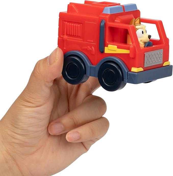 Bluey Vehicle Set – 4-Pack Includes Garbage Truck, Convertible, Family Car & Firetruck, Official Bluey Toys for Kids Ages 3+