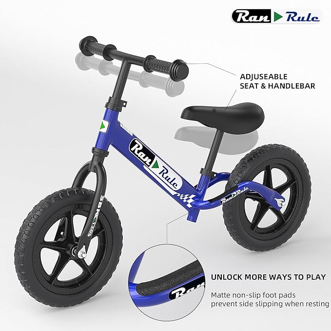 RoyalBaby Toddler Balance Bike for 2 to 5 Years Old Boys Girls Toys Gift, Lightweight Adjustable Seat and Handlebar Training Bicycle 12 Inch Wheel