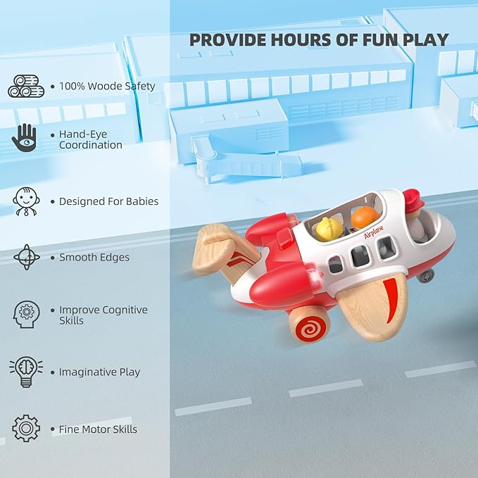 Airplane Toys for Toddlers 1-3, Toys Planes Toys with Sound and Light, Mini Airliner Toys for Introducing Aeronautical Knowledge, Car Toys for 18 Months, 2 3 4 5 Years Old Kids Boys Gift