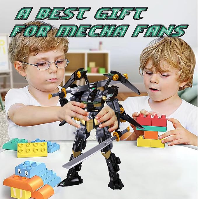 Mech Building Sets, Black Robot Mecha Building Kit with Two Knife, Collectible Gift for Teens Boys 8+, Compatible with Lego Mech Set, 534 PCS