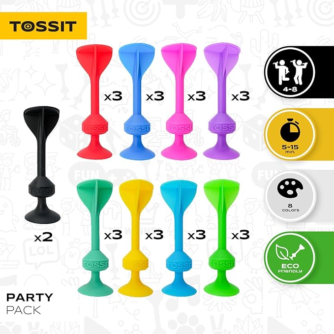 TOSSIT Game Suction Cup Darts, Toss Game Perfect Family and Party, Silicone Throwing Game for Backyard, Indoor and Outdoor Fun