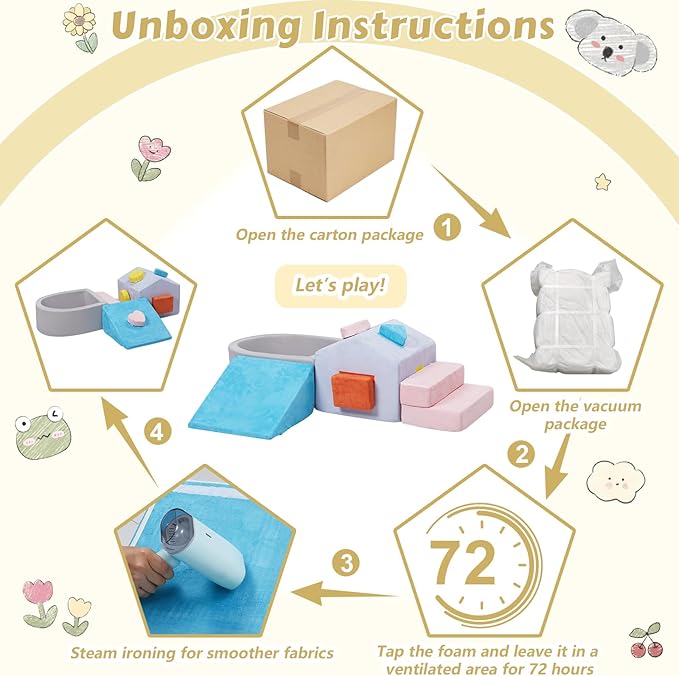 Foam Climbing Blocks for Toddlers,6 Pieces Soft House-Shaped Play Gym with Safety Edges,Montessori Toys for Indoor Active Play,Balance & Motor Skills Development,Colorful(Balls not included)