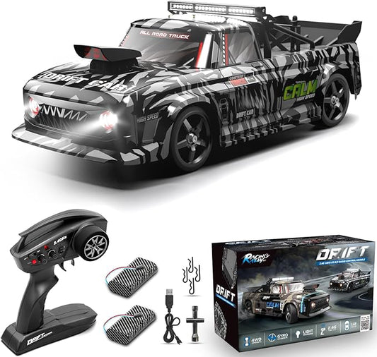 RC Drift Car, 1:12 Full Scale Fast RC Cars with Gyroscope, 2.4GHz 35KM/H High Speed Performance Remote Control Car, RTR 4WD Drift Racing Vehicle with Lights Adults Boys Gift, 2 Rechargeable Batteries