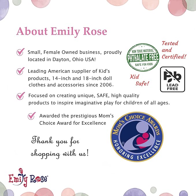 Emily Rose 18 Inch Doll Clothes 4-PC Gymnastics Sports Outfit & Accessories Set with Medal and Face Stickers - Gymnast Toy | Doll Not Included | USA Business | Compatible with 18" American Girl Dolls