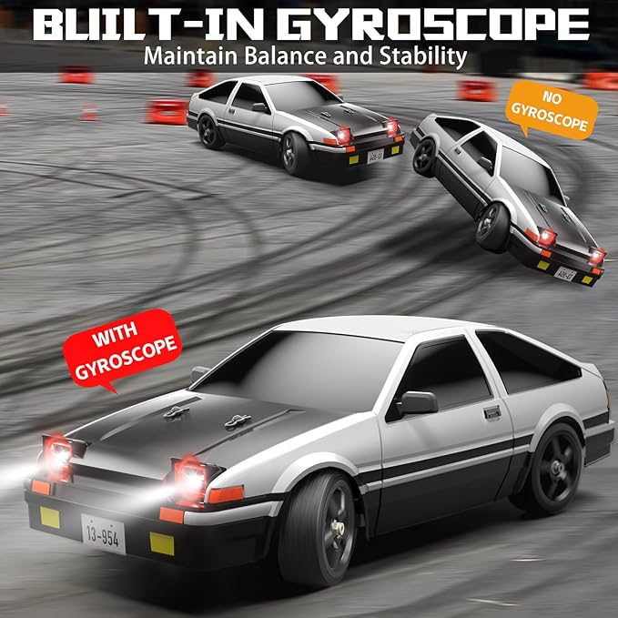 RC Drift Car, 1:12 Full Scale Fast RC Cars with Gyroscope, 2.4GHz 35KM/H High Speed Performance Remote Control Car, RTR 4WD Drift Racing Vehicle with Lights Adults Boys Gift, 2 Rechargeable Batteries