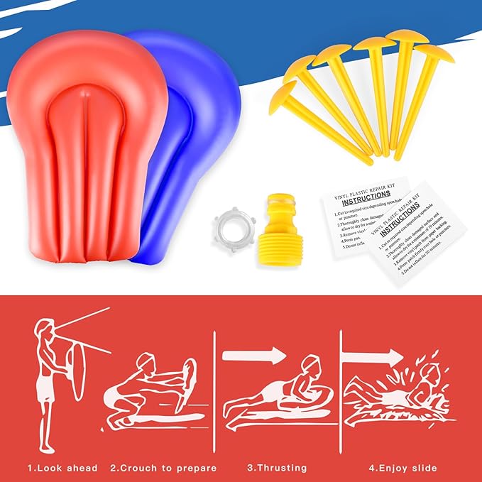 30Ft Slip Water Slide with 2 Bodyboards, Extra Long Heavy Duty Double Lane for Adults and Kids, Summer Outdoor Water Toys Outside Play Backyard Games with Sprinkler
