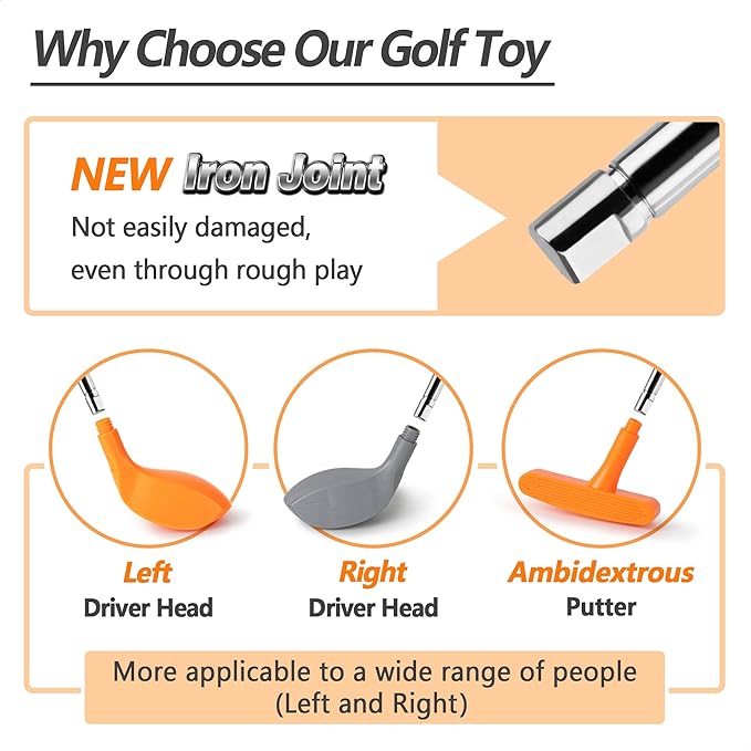 iPlay, iLearn Kids Golf Toys Set W/Left & Right Club Head, Boys Outdoor Sport Toy Age 3-5, Toddler Indoor Golf Ball Game, Child Exercise Active, Yard Play Birthday Gift 4 6 7 8 Year Olds Toddler Girl