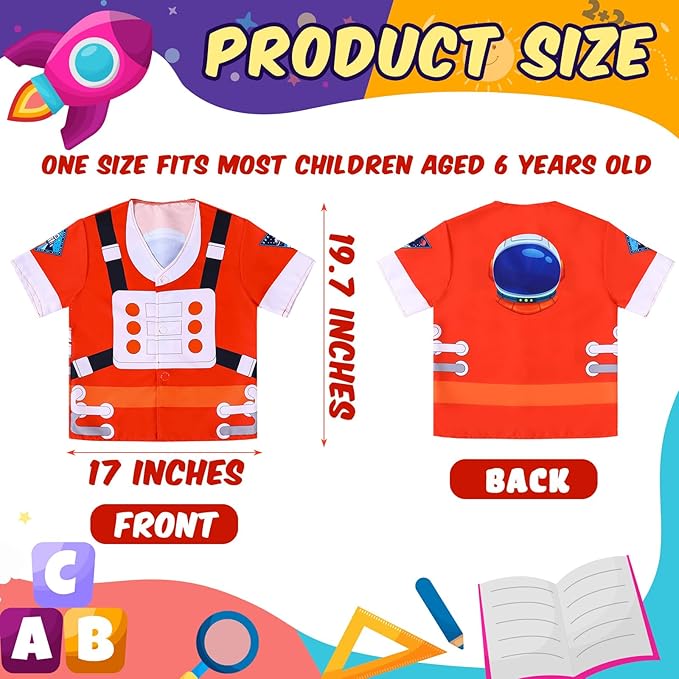 Jiuguva 12 Pcs Role Play Costume Dress up Clothes Cosplay for Kids Community Helper Career Costumes Pretend Play Astronaut Construction Worker Racer Engineer Pirate Painter