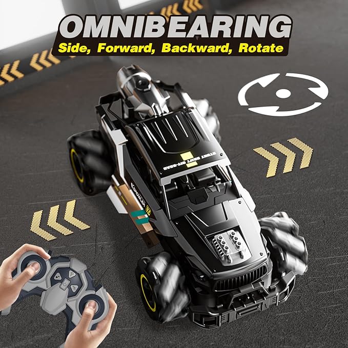4DRC Remote Control Car, Gesture Sensing 2.4GHz High Speed RC Truck, 4WD Off Road Monster Truck with Spary, Alloy Shell RC Crawler with LED Headlight for Adult & Kids 8-12