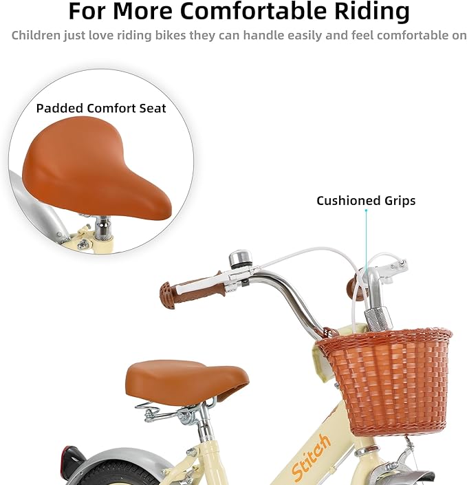 JOYSTAR Vintage Kids Bike with Training Wheels & Basket, 12 14 16 20 24 Inch Girls Bike for 2-14 Years Old, Multiple Colors