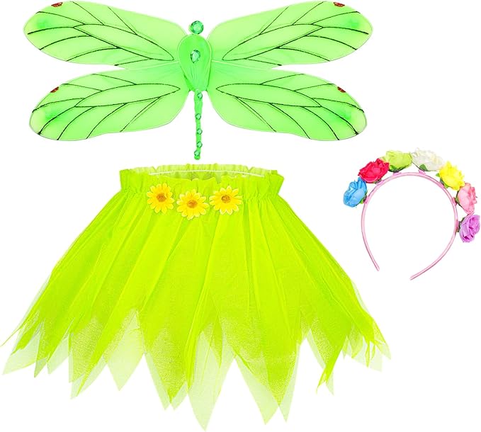 Jeowoqao Little Girl Dress Up Costumes Pretend Play Costumes Princess Role Play 13pc Mermaid Fairy Costume for Toddler Age 3 4 5 6 Years