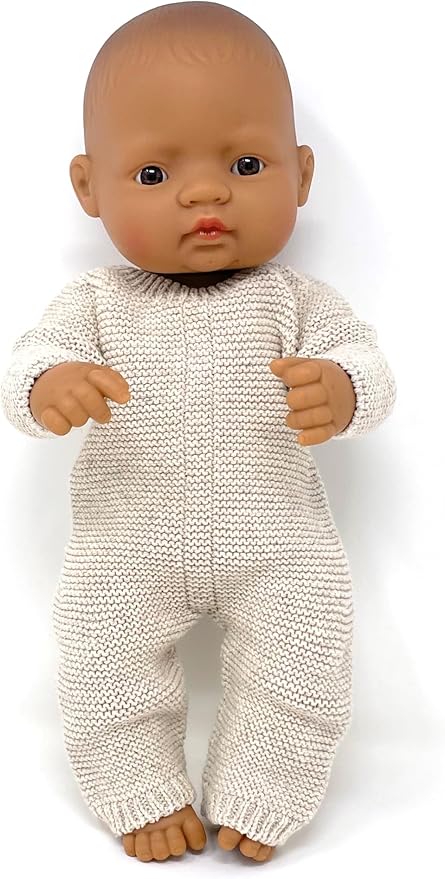 Miniland Clothes for Dolls 15'' Knitted Pajama Linen Color - ECO, Made in Spain, Quality, Role Play, Educational
