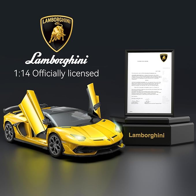 Lamborghini Remote Control Car, Officially Licensed 1:14 Lambo RC Car for Boys Girls Birthday Gift, Yellow Toys for 3 4 5 Years Old(Yellow)