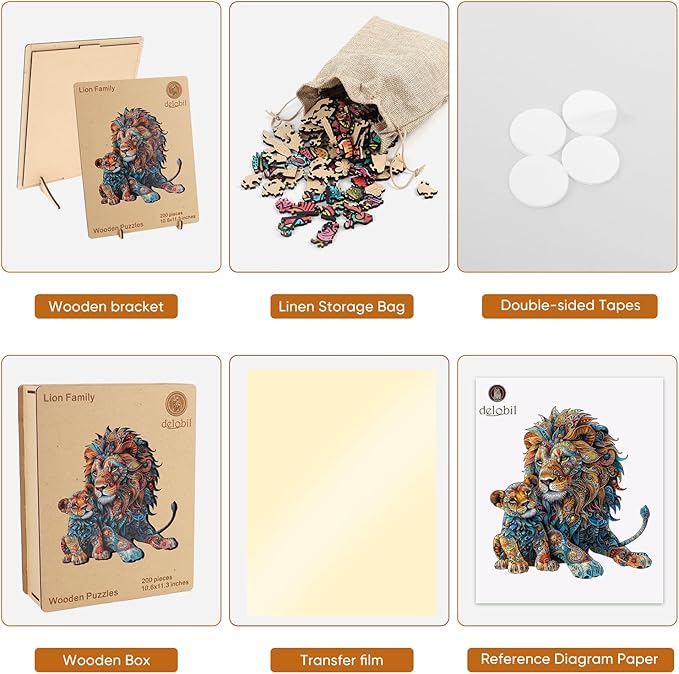 Wooden Puzzles for Adults, Lion Family Jigsaw Puzzles 500 Piece, Unique Shape Puzzles for Adults and Kids, Fun Challenging Puzzles Family Game Gift, Royal Size 16.5 x 16.9 Inches