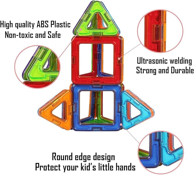 Biting Finger Dinosaur Toys Magnetic Tiles - Magnet Building Blocks Toddler Dinosaur World Creative Games Kids Magnetic Set Castle Tiles Educational STEM Toys(2)