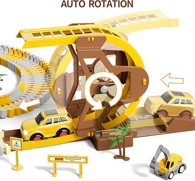 iHaHa 302 PCS Construction Race Tracks Boys Toys with Play Mat 39.4"*56.7", Engineering Cars and Race Track Playset Create A Engineering Road Gifts Toys for 3 4 5 6 Year Old Boys Girls Kids