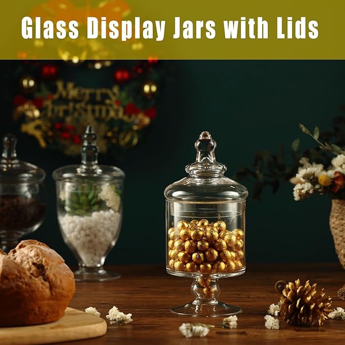 Apothecary Jars Glass Decorative Candy Jars,Candy Buffet Display, Elegant Storage Jar, Decorative Wedding Candy Organizer Canisters Style SA
