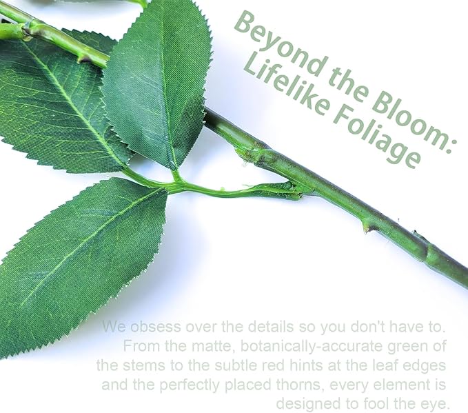 26inch Real Touch Artificial Roses - Long Stem Fake Silk Flowers with Leaves for Wedding, Home Decor, Centerpieces, Office Party, Looks Real (10,wht)