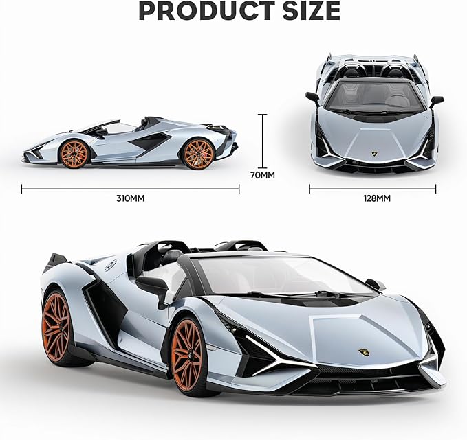 MIEBELY Lamborghini Remote Control Car, 1:16 Scale Lambo Toy Car 7.4V 500mAh Officially Licensed 12Km/h Rc Cars with Led Light 2.4Ghz Model Car for Adults Boys Girls Birthday Ideas Gift (Light Blue)