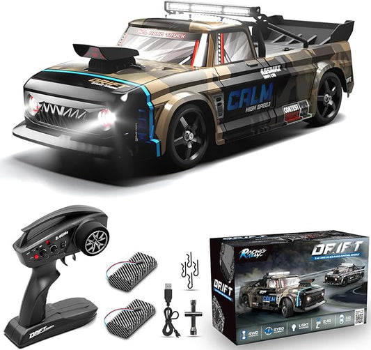 RC Drift Car, 1:12 Full Scale Fast RC Cars with Gyroscope, 2.4GHz 35KM/H High Speed Performance Remote Control Car, RTR 4WD Drift Racing Vehicle with Lights Adults Boys Gift, 2 Rechargeable Batteries