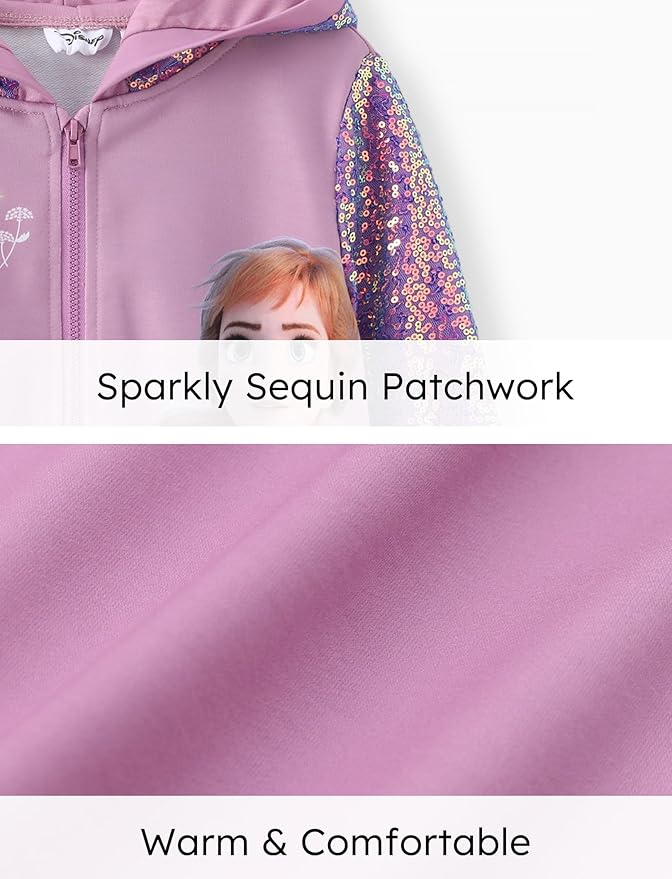 Disney Frozen Elsa Stitch Minnie Mouse Toddler Girl Jacket Sequin Zipper Hoodie Sweatshirt Coat Birthday Clothes 3-13 Years