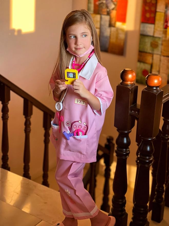 lontakids Kids Animal Doctor Role Play Costume Veterinarian Pretend Play Dress Up Set with Medical Kit