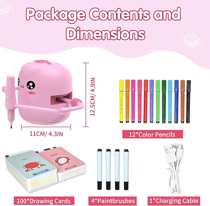 Drawing Robot for Kids with 150 Cards, Interactive Educational Painting Robot with Voice Interaction, Montessori Drawing Learning Toy for 5 6 7 8 9 Boys Girls Birthday Present