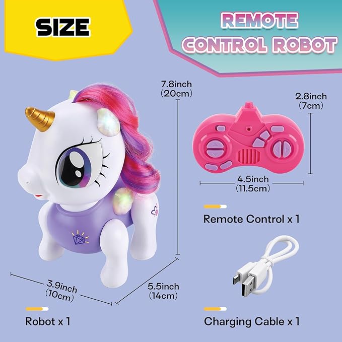 PETNEY Remote Control Robot Pets Toys for Ages 5-7,Interactive Voice Control,Rechargeable & Recordable,Touch Sensing,STEM Toy Program Treats, Walking, Dancing Robot Toys for Girls (Purple)