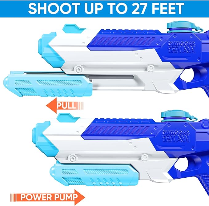 Water Guns for Kids Adults, 4 Pack 400CC/40ft Long Range High Capacity Squirt Guns Toy, Pool Toys Water Toys for Swimming Pool Beach Sand Outdoor, Summer Gifts for Boys Girls