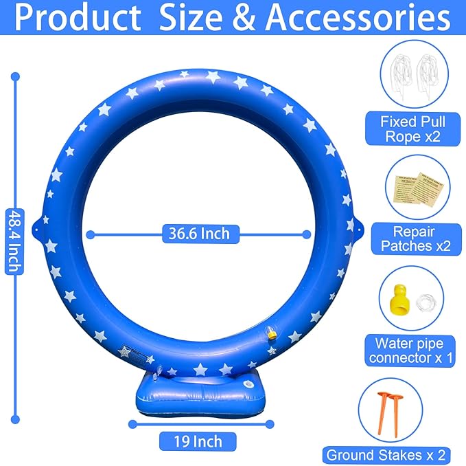 iGeeKid Sprinkler for Kids,Inflatable Sprinkler Water Toys Circular Ring Spray Toy for Kids Garden,Yard & Family Backyard Lawn Outdoor Play,Summer Water Party Supplies Outside Games Activities