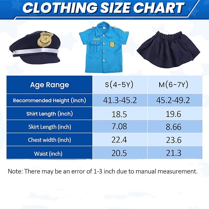 Skirfy 15PCS Police Costume for Girls,Police Officer Costume for Kids Girls,Girls Police Costume for Kids 4-6