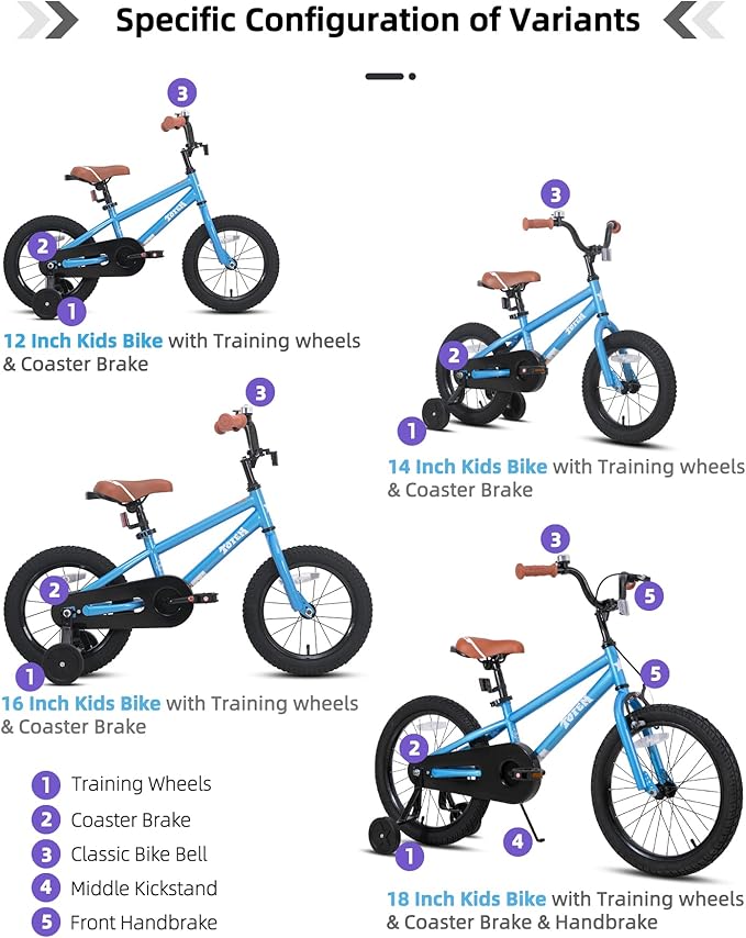 JOYSTAR Kids Bike for Ages 2-12 Years Old Boys Girls, 12-20 Inch BMX Style Kid's Bikes with Training Wheels, Children Bicycle for Kids and Toddler, Multiple Colors