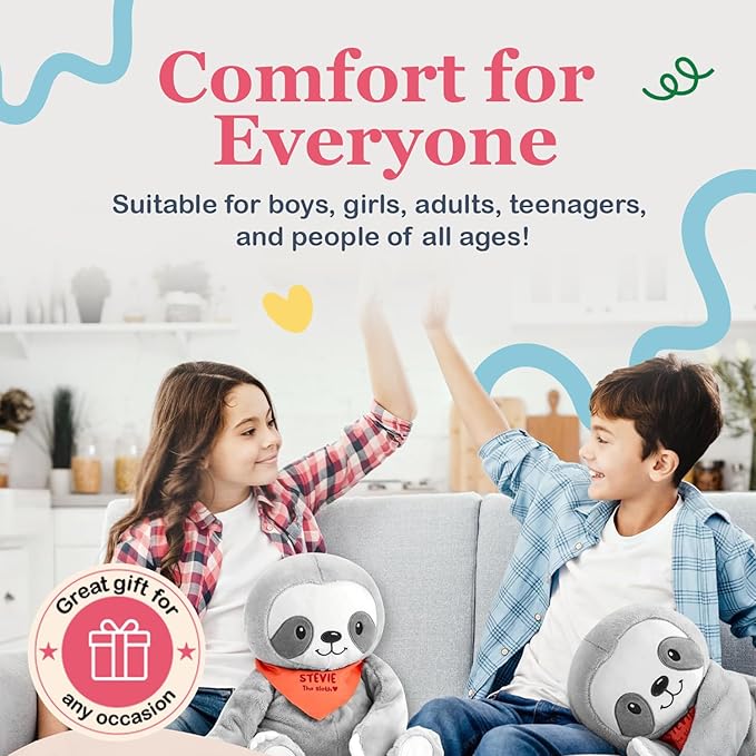 Lilly's Love Weighted Stuffed Animal, 5lb | Sensory Plush for Kids & Adults | Machine Washable Plushie w/Removable Inner | Calming Weighted Stuffed Animal for Anxiety, Stevie The Sloth