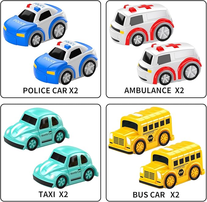 TEMI Kids Airplane Boy Toys for 3 4 5 Year Old Boys - Car Race Tracks for Kids Ages 3-5 with 8 Small Car Toys, Toddlers Educational Toy, Birthday Gifts for Boys 3-5, Birthday Gifts for Boys Girls 3-5