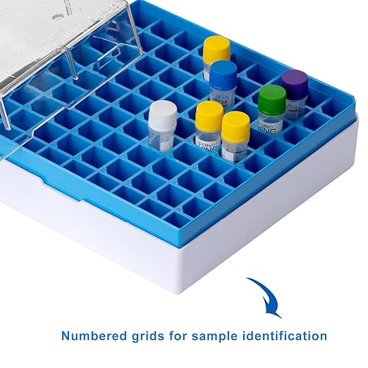 2in 81-Well PC Lab Freezer Box Cryo Boxes Cryogenic Storage Box, Assorted Colors Microtube Storage Box, Case of 20