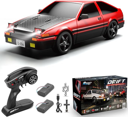 RC Drift Car, 1:12 Full Scale Fast RC Cars with Gyroscope, 2.4GHz 35KM/H High Speed Performance Remote Control Car, RTR 4WD Drift Racing Vehicle with Lights Adults Boys Gift, 2 Rechargeable Batteries