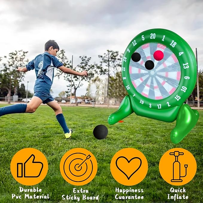 6.4FT Giant Kick Darts Games, Jumbo Outdoor Soccer Target Dartboard with Soccer Balls and Air Pump, for Yard Lawn, Yard Outdoor Games Family Kids Frends Big