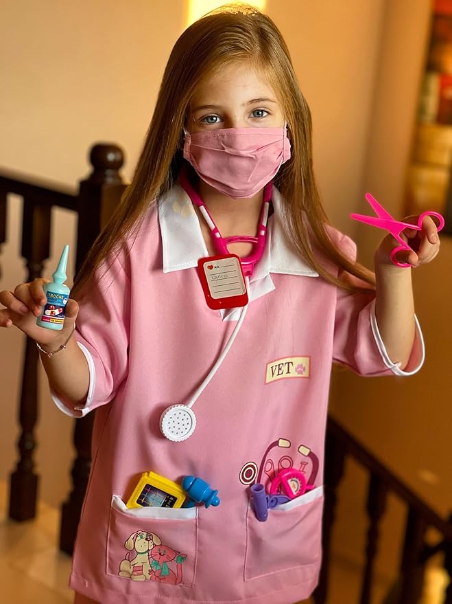 lontakids Kids Animal Doctor Role Play Costume Veterinarian Pretend Play Dress Up Set with Medical Kit
