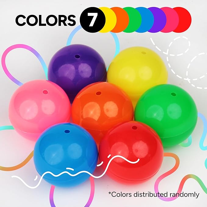 Entervending Empty Colored Round Capsules 2 inch 50 pcs Bulk 7 Colors Capsule for Gumball Machines Plastic Containers 50 mm