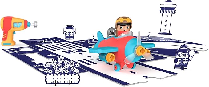 Educational Insights Design & Drill Bolt Buddies Plane - Construction Toys & Toddler Tools, Kids Tool Set with Real Electric Drill Toy, Take Apart STEM Set, Building Kits and Gifts for Ages 3+