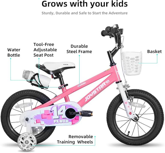 JOYSTAR Pluto 12 14 16 18 20 Inch Kids Bike with Light Up Training Wheels, Kids' Bicycle for Boys Girls Age 3-12 Years, Children Bikes, Multiple Colors