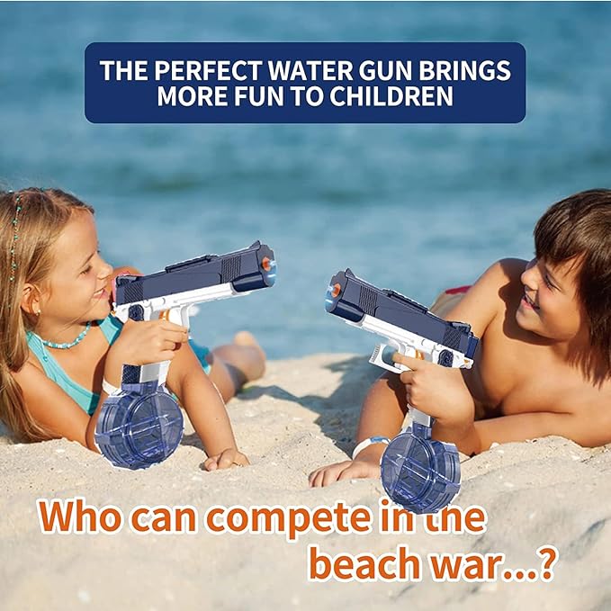 2Pcs Electric Water Guns Battery Powered Water Gun Auto Water Gun Rechargeable Automatic Spray Gun Toys Capacity Range Up to 32 FT Range for Adults & Kids - Blue