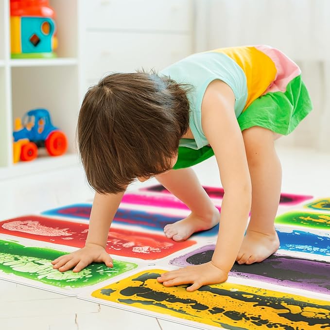 Art3d Liquid Sensory Floor Decorative Interlocking Tiles, Colorful Liquid Floor Tiles for Children, Liquid Fusion Activity Play Mat for Kids, 8"x30" Pack of 15