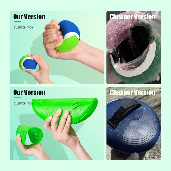 EVERICH TOY Upgraded Toss and Catch Ball Game Set - Indoor and Outdoor Games for Kids 3-12, Beach Sand Pool Water Toy Includes 2 Paddles 2 Sticky Balls, Great Birthday Gifts for Boys Girls