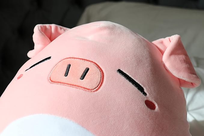 17-Inch Pyper The Pig - Large, Ultra-Soft Squish Plush Pillow - Adorable Pink Cuddly Toy for Kids and Adults