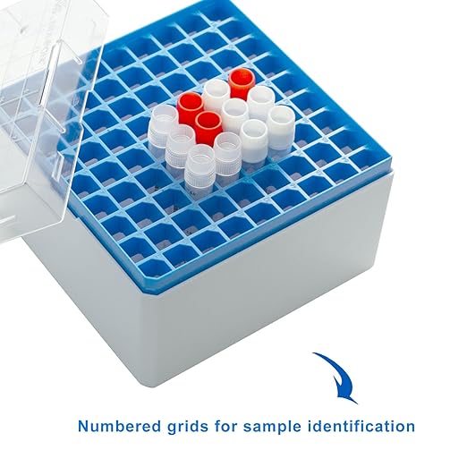 81-Well PC Cryoboxes 3.75in Laboratory Freezer Boxes Vial Storage Box, Assorted Colors, Case of 20