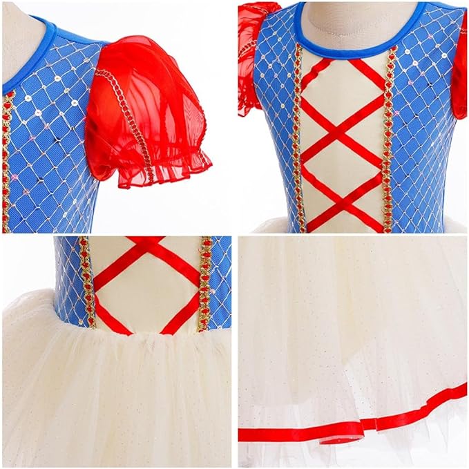 DYMCII Baby Girls Princess Ballet Dress Short Sleeve Leotards Skirted Tutu Dancewear Halloween Christmas Party Fancy Costume