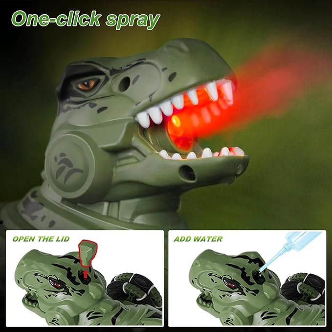 Dinosaur Remote Control Car, Monster Truck Toy, Transformer RC Car for Kids Ages 8-12, with Cool Lights, Roar, Spray, 360ยฐ Rotation, for Boys Girls.