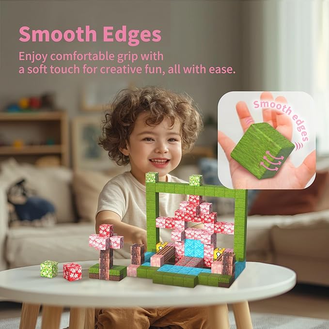 Magnetic Blocks-120PCS Magnets Cubes, Cherry Blossom Magnetic Building Blocks Toddler Toys for Age 3-4 5-7 6-8,STEM Sensory Toys Birthday Gifts for 3+ Years Old Boys & Girls