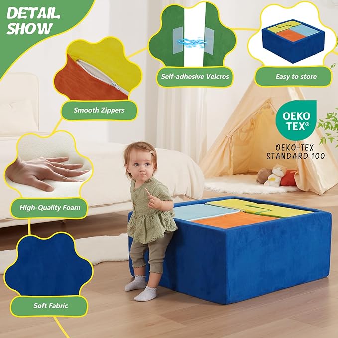 6 Pieces Foam Climbing Blocks with Ball Pit,Kids Soft Play Climbing for Toddlers,Baby Climbing Toys Indoor,Modular Washable PlaySet for Playroom,Crawl & Tumble,Colorful(Balls Not Included)